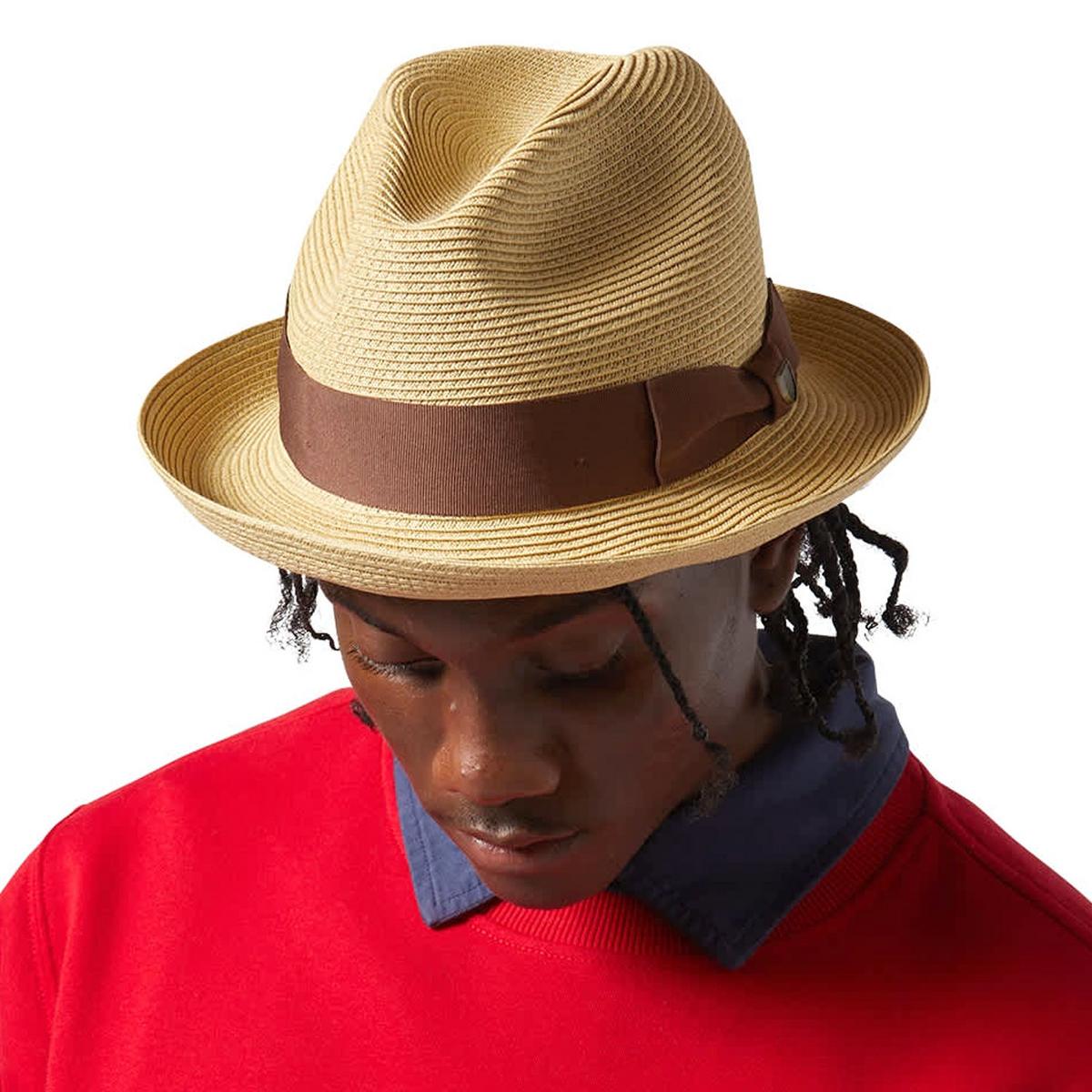 BRIXTON HATS | Horton CB Toyo Braid Fedora Hat | 128363 | lsmone | DARK TAN/LIGHT BROWN