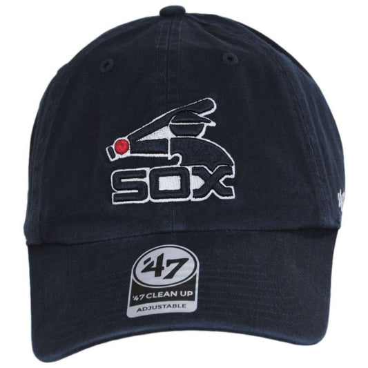 47 Brand | Chicago White Sox MLB Cooperstown Home Clean Up Strapback Baseball Cap Dad Hat | 203395 | front | NAVY