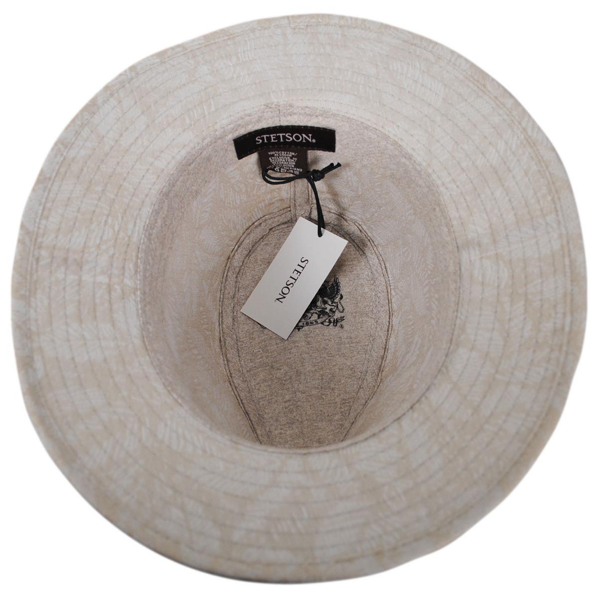 Stetson | Smokey Textured Cotton Safari Fedora Hat | 140181 | under | KHAKI