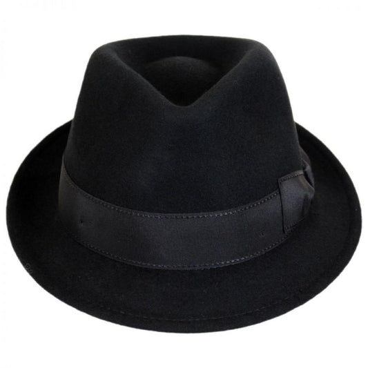 Stefeno Hats | Teardrop Wool Felt Trilby Fedora Hat | 136061 | front | BLACK