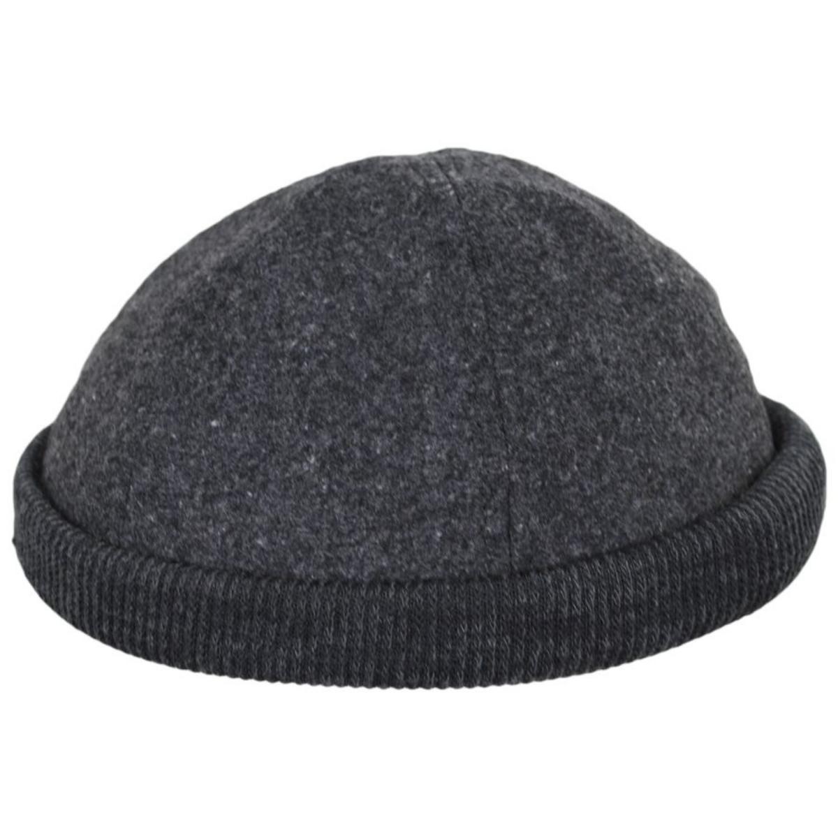 Dorfman Pacific | Skully Melton Wool Blend Skull Cap | 500042 | profile | CHARCOAL