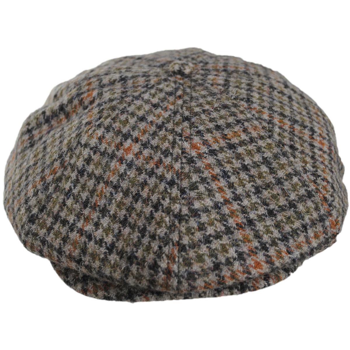 BRIXTON HATS | Brood Wool Blend Houndstooth Newsboy Cap | 161518 | front | OATMEAL/CHARCOAL HOUNDSTOOTH