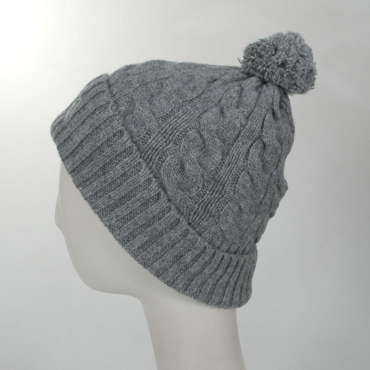 Kangol | Pompom Cable Knit Beanie Hat | 500410 | profile | GREY
