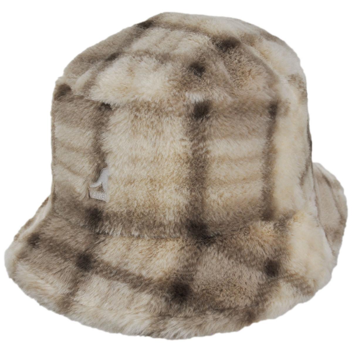 Kangol | Plaid Faux Fur Bucket Hat | 185836 | lead | BEIGE MULTI PLAID