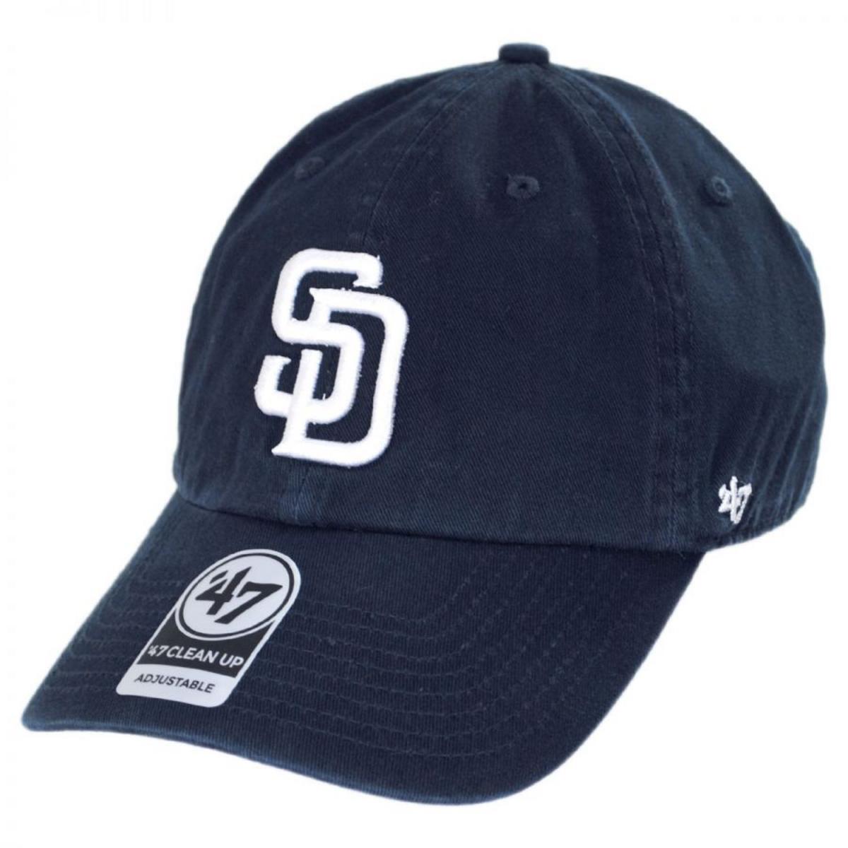 47 Brand | San Diego Padres MLB Clean Up Strapback Baseball Cap Dad Hat | 203003 | lead | NAVY