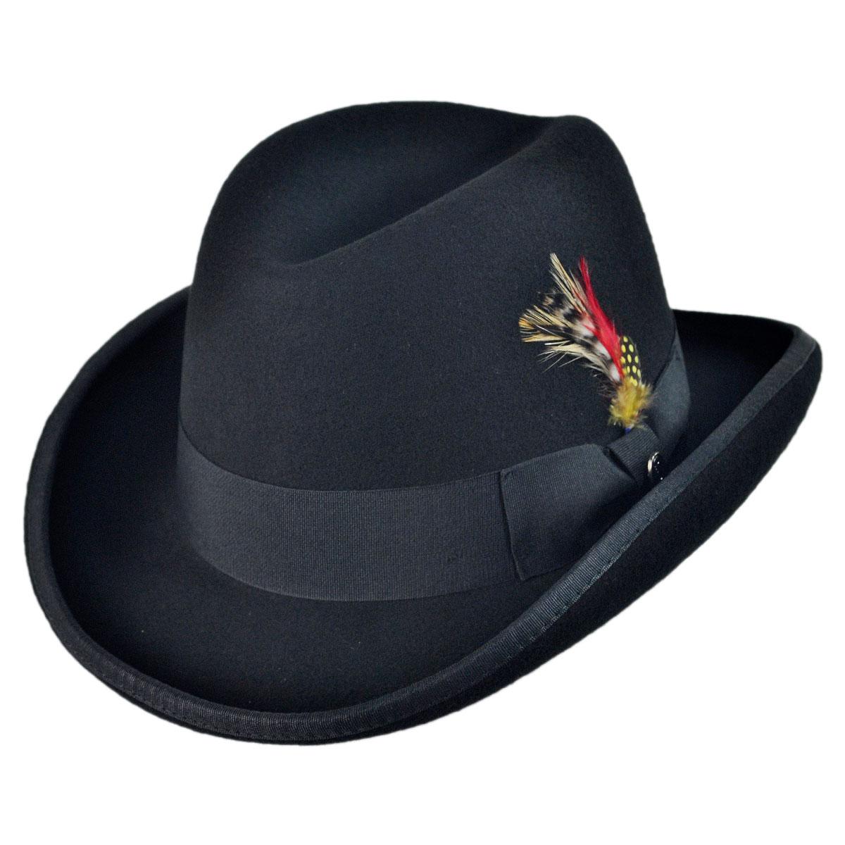 Jaxon Hats | Wholesale Wool Felt Homburg Hat B2B Pre-Pack | B2B132051 | lead | BLACK