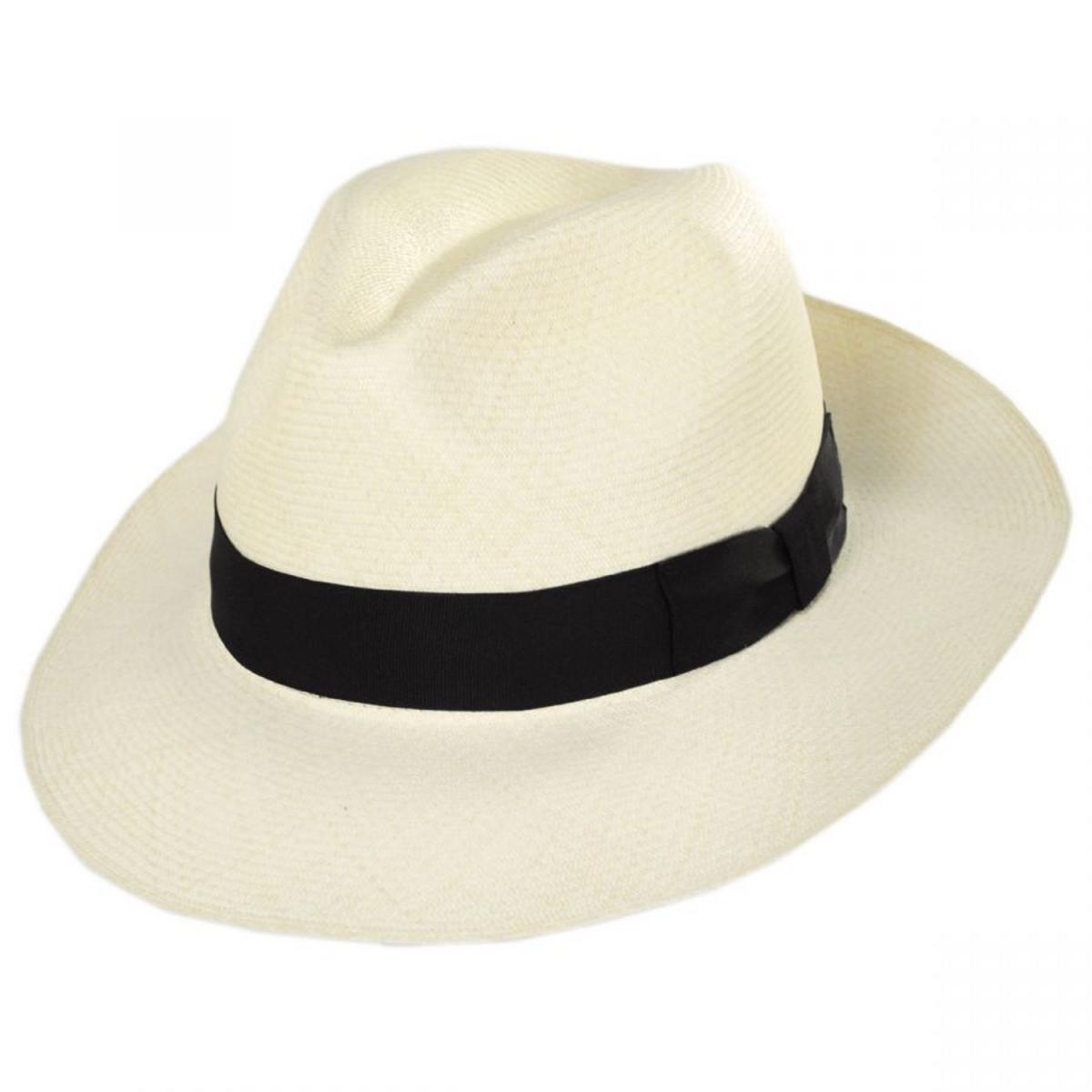 Bigalli | Diego Montecristi Fino Grade 20 Panama Straw Fedora Hat | 129231 | lead | NATURAL
