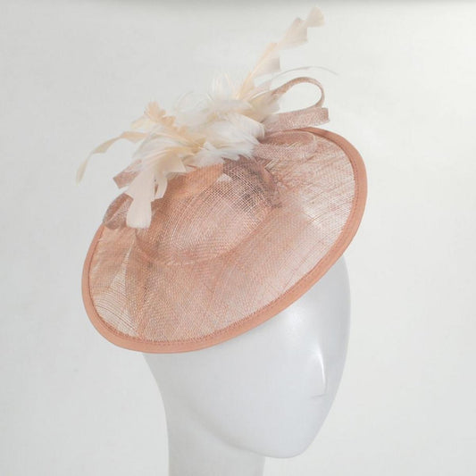 Jeanne Simmons | Feather Flower Dish Sinamay Straw Fascinator Hat | 120757 | front | PINK