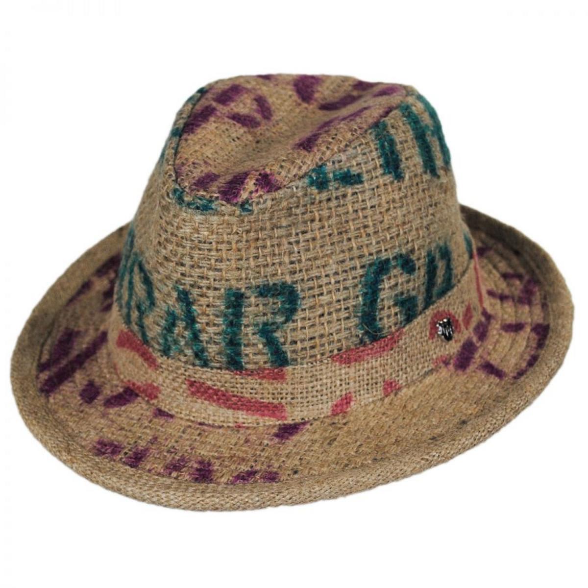 Hills Hats of New Zealand | Havana Coffee Works Jute Mod Trilby Fedora Hat | 147609 | lead | MULTI