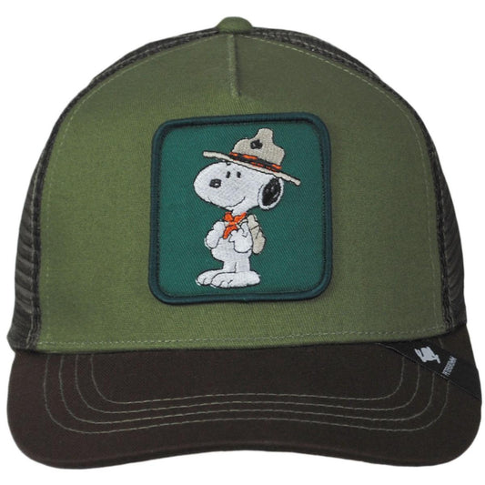 Peanuts | Beagle Scout Mesh Trucker Snapback Baseball Cap | 201308 | front | GREEN