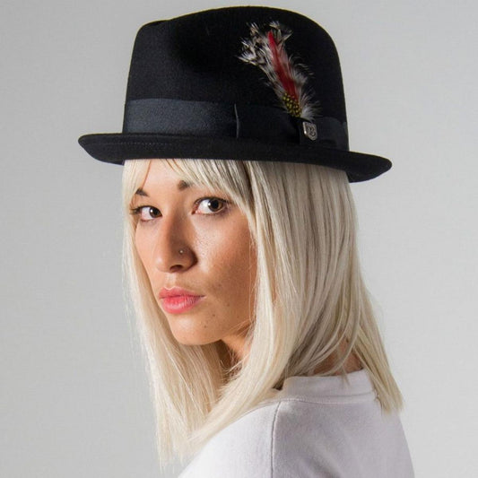 BRIXTON HATS | Gain Wool Felt Fedora Hat - Black | 135600BLK | lsfone | BLACK