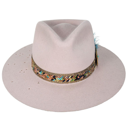Charlie 1 Horse | Lainey Wilson Hillbilly Hippie Wool Felt Rancher Fedora Hat | 124969 | front | POWDER PINK