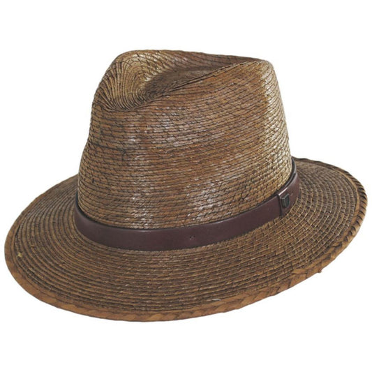 BRIXTON HATS | Messer Palm Straw Fedora Hat | 128328 | lead | TOFFEE