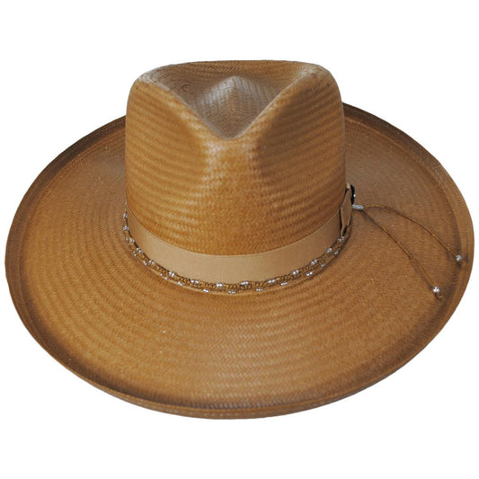 Stetson | Outlier Shantung Straw Rancher Fedora Hat | 127056 | front | COGNAC