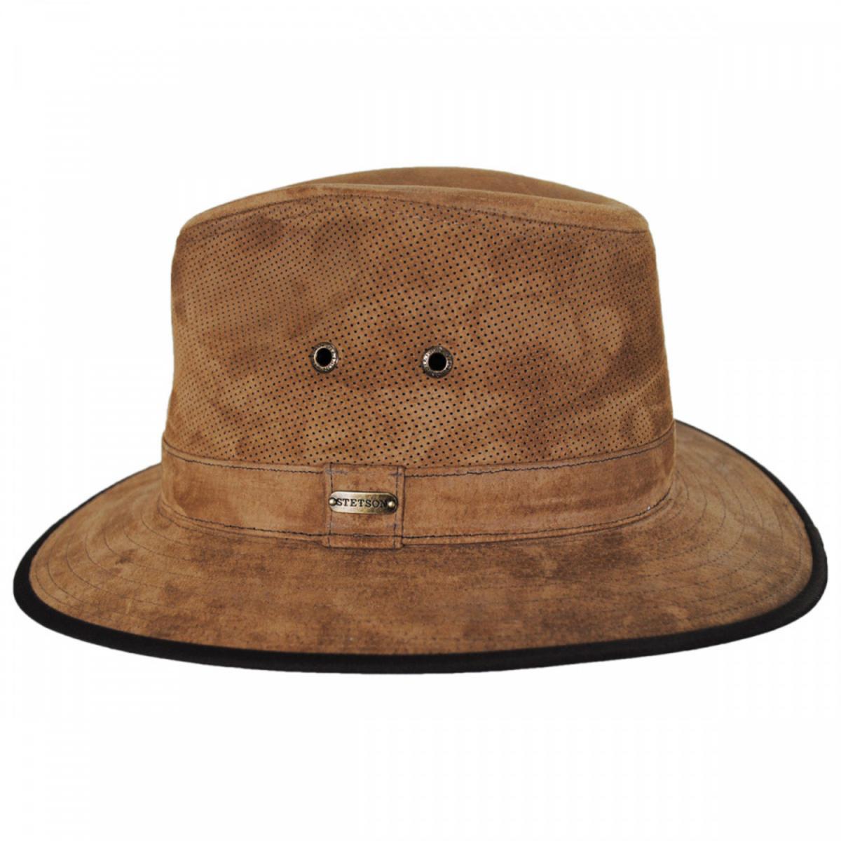 Stetson | Chelan Suede Leather Safari Fedora Hat | 140186 | profile | TAN
