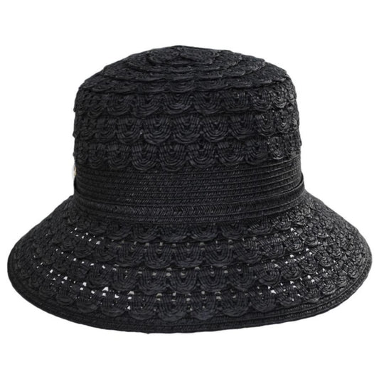Cappelli | Sorina Toyo Straw Bucket Hat | 101279 | front | BLACK