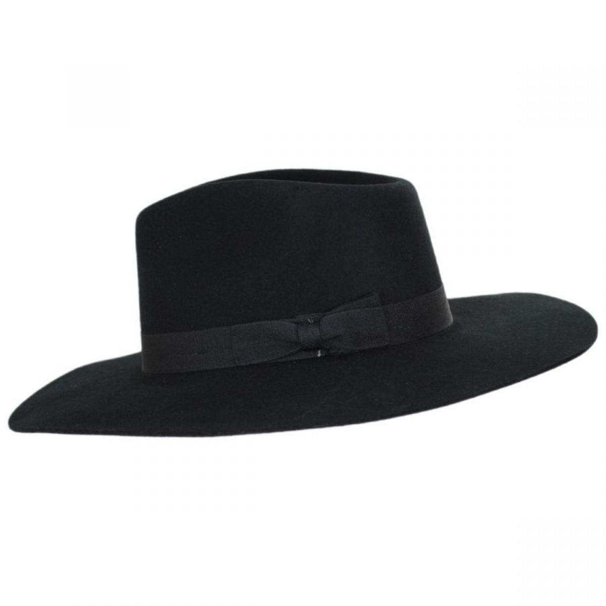 Charlie 1 Horse | Highway Wide Brim Wool Felt Fedora Hat - Standard Colors | 124983 | profile | BLACK