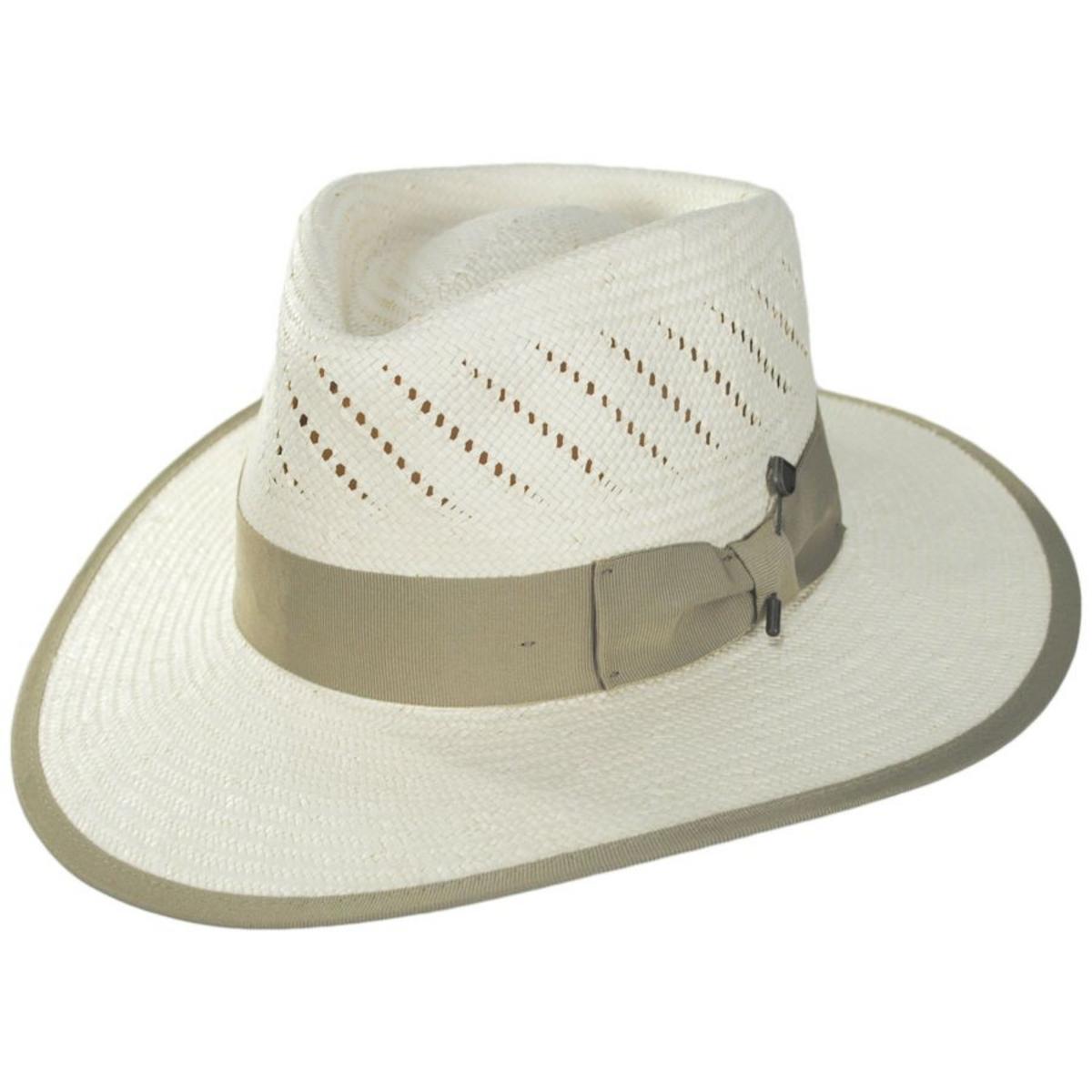 BRIXTON HATS | Bandera Reserve Shantung Straw Fedora Hat | 128351 | lead | NATURAL