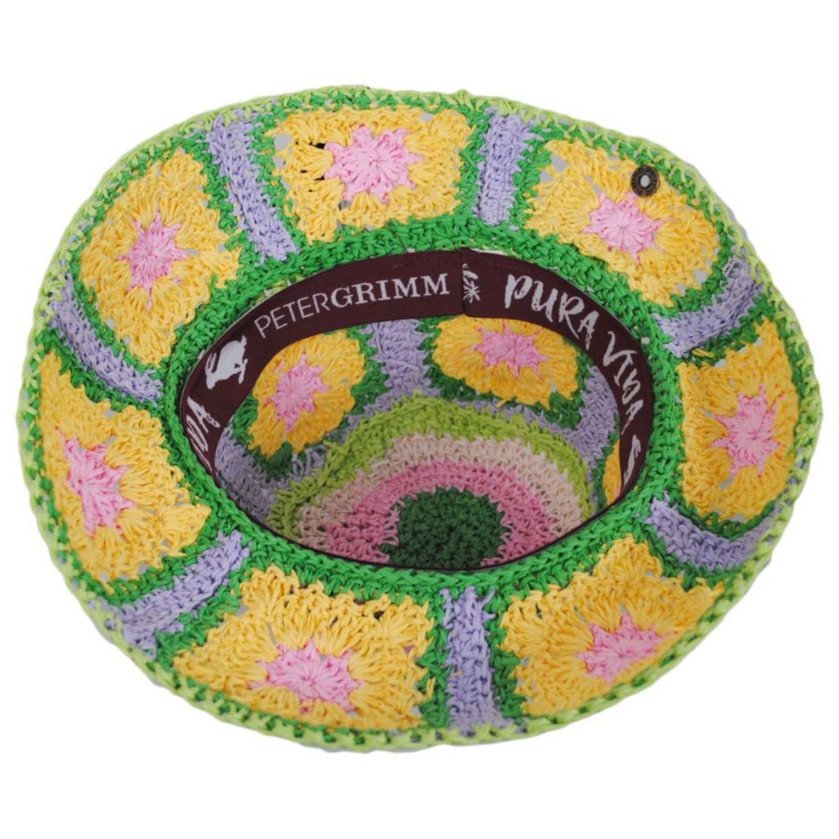 Peter Grimm | Fergie Granny Square Hand Crochet Toyo Straw Bucket Hat | 108603 | under | LAVENDER