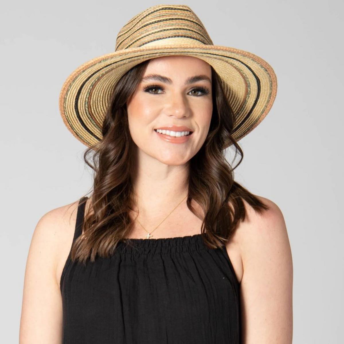 San Diego Hat Company | Paradise Striped Toyo Straw Fedora Hat | 103677 | lsfone | MULTI