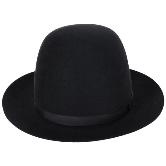 Stefeno Hats | Dalton Rollable Fur Felt Shapeable Open Crown Fedora Hat | 136008 | front | BLACK