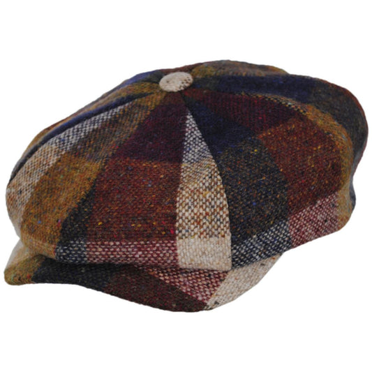 Wigens Caps | Magee Tweed Multi Check Newsboy Cap | 161974 | lead | RUST
