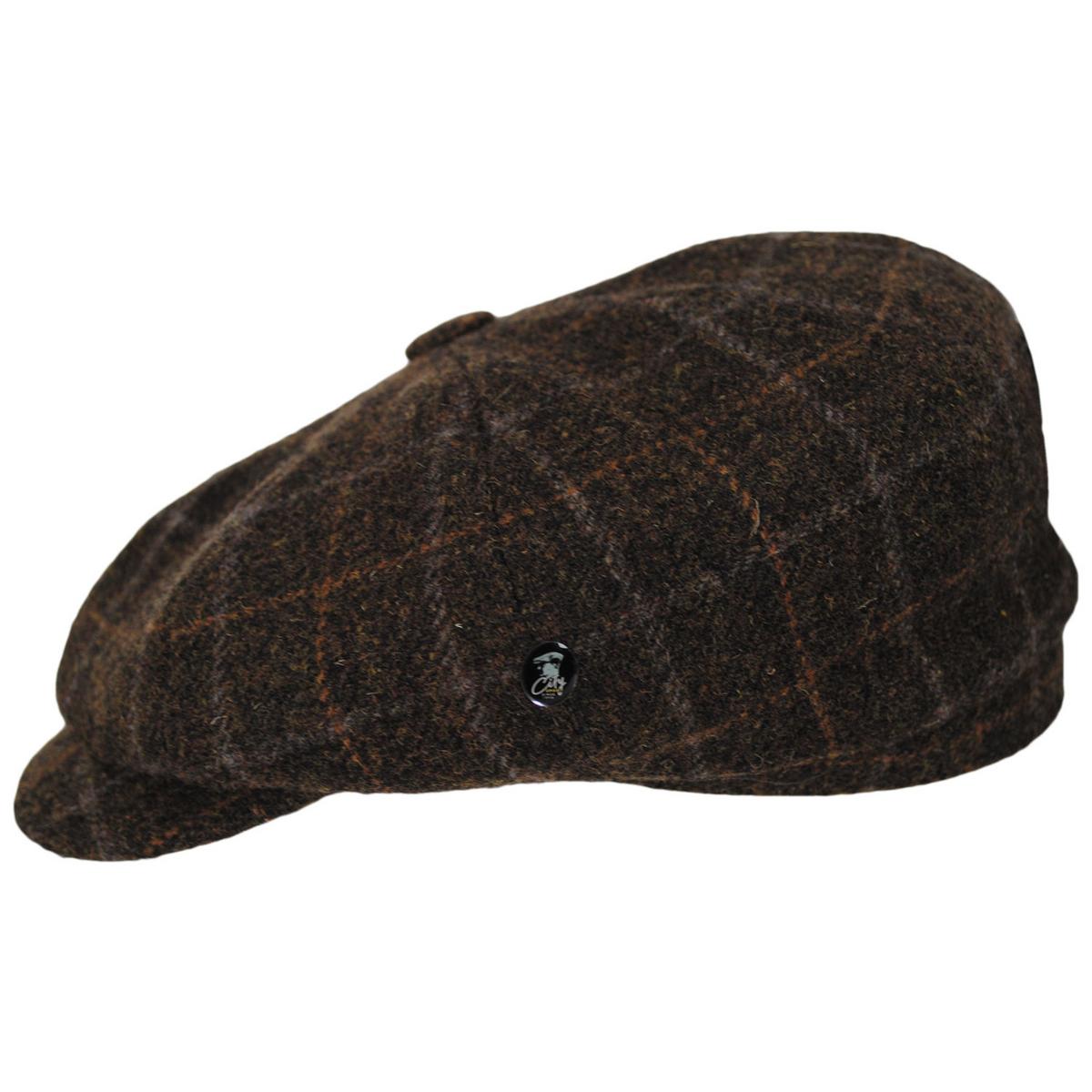 City Sport Caps | Windowpane Plaid Virgin Wool Newsboy Cap | 175051 | profile | BROWN