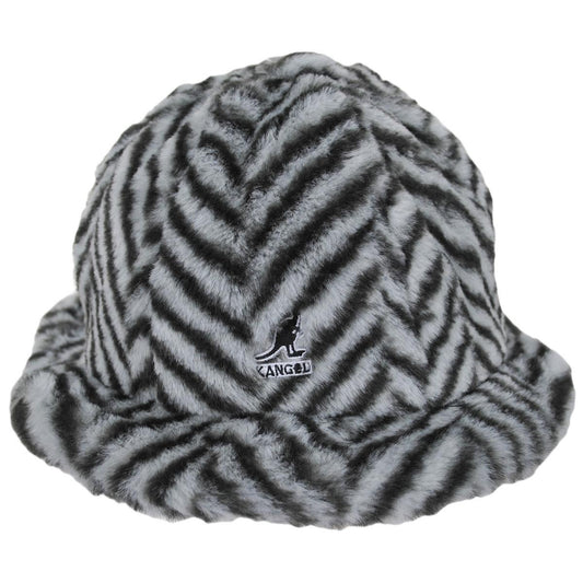 Kangol | Herringbone Faux Fur Casual Bucket Hat - FINAL SALE | 185768FW23 | front | GREY HERRINGBONE