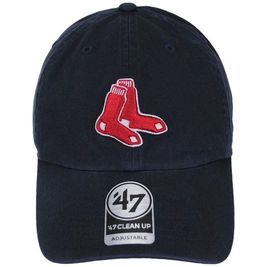 47 Brand | Boston Red Sox MLB Cooperstown Clean Up Strapback Baseball Cap Dad Hat | 203160 | front | NAVY BLUE