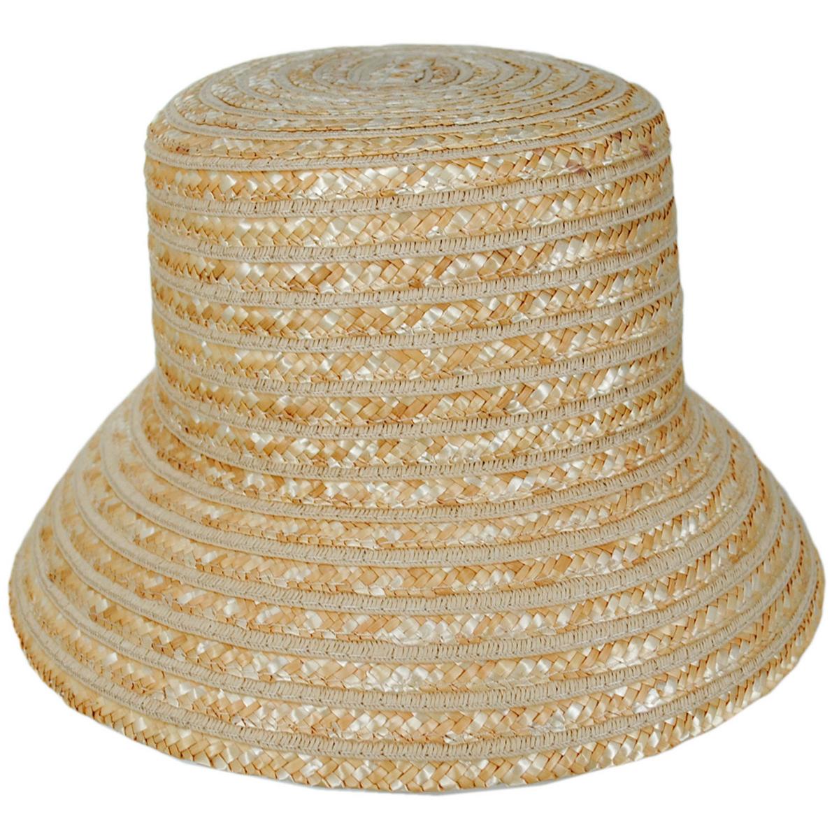 NIKKI BEACH | Aria Milan Straw Bucket Hat | 102673 | front | NATURAL