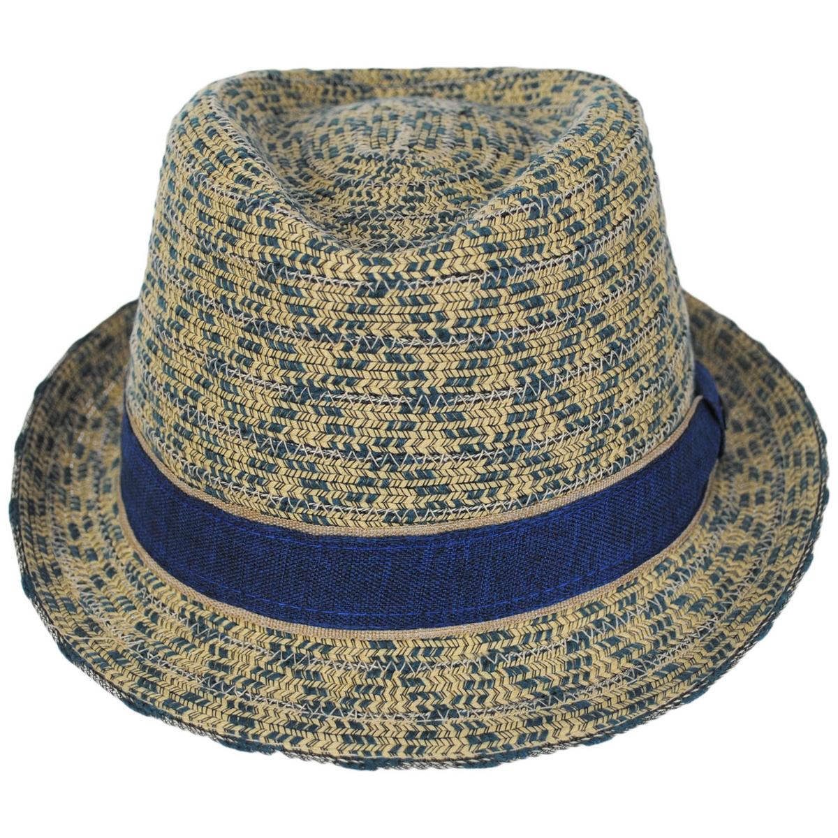 Scala | Zane Poly Cotton Braid Fedora Hat | 126075 | front | BLUE