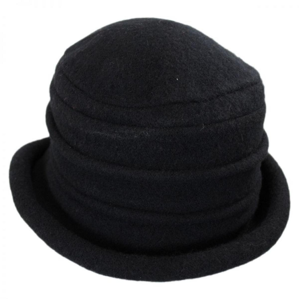 Scala | Packable Wool Cloche Hat | 106342 | lead | BLACK