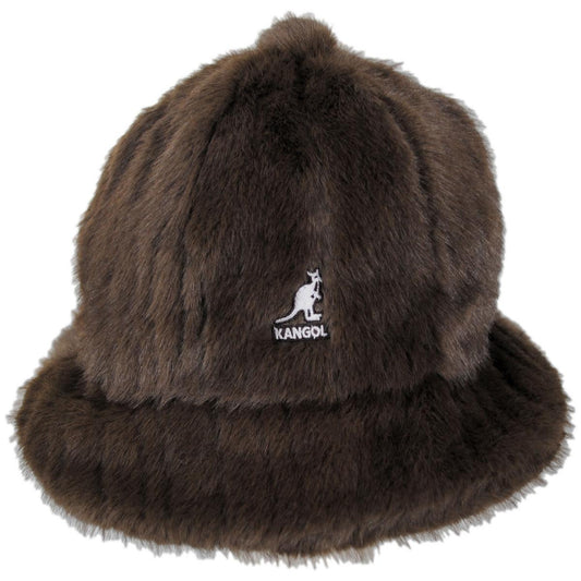 Kangol | Striped Faux Fur Casual Hat | 185835 | front | BROWN DEBOSSED STRIPE