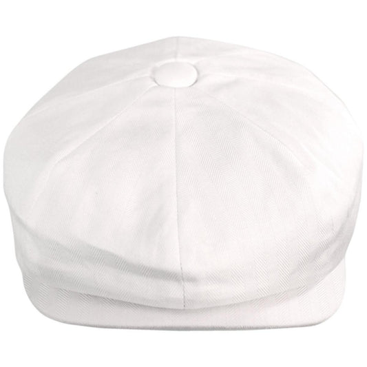Baskerville Hat Company | Glasbury Cotton Herringbone Newsboy Cap | 167681 | front | IVORY