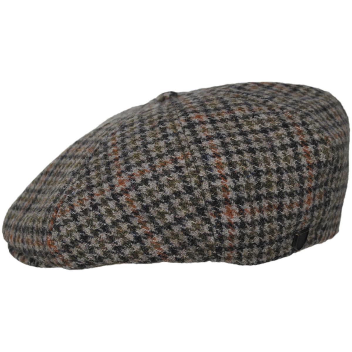 BRIXTON HATS | Brood Wool Blend Houndstooth Newsboy Cap | 161518 | profile | OATMEAL/CHARCOAL HOUNDSTOOTH