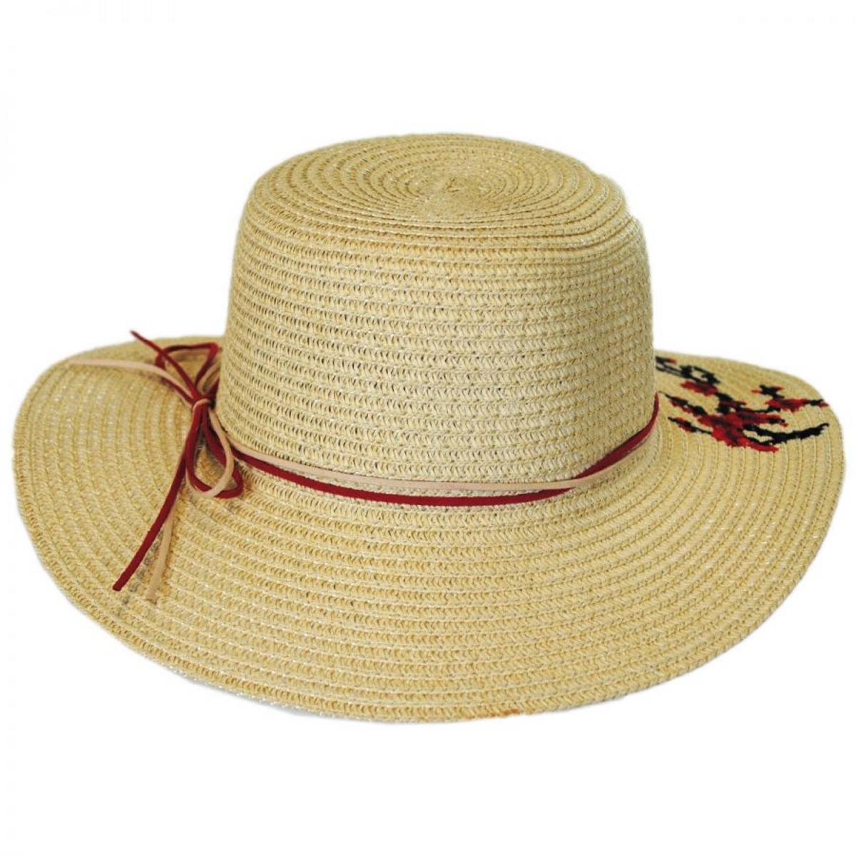 Jeanne Simmons | Kid's Cherry Blossom Toyo Straw Sun Hat | 505607 | front | TAN