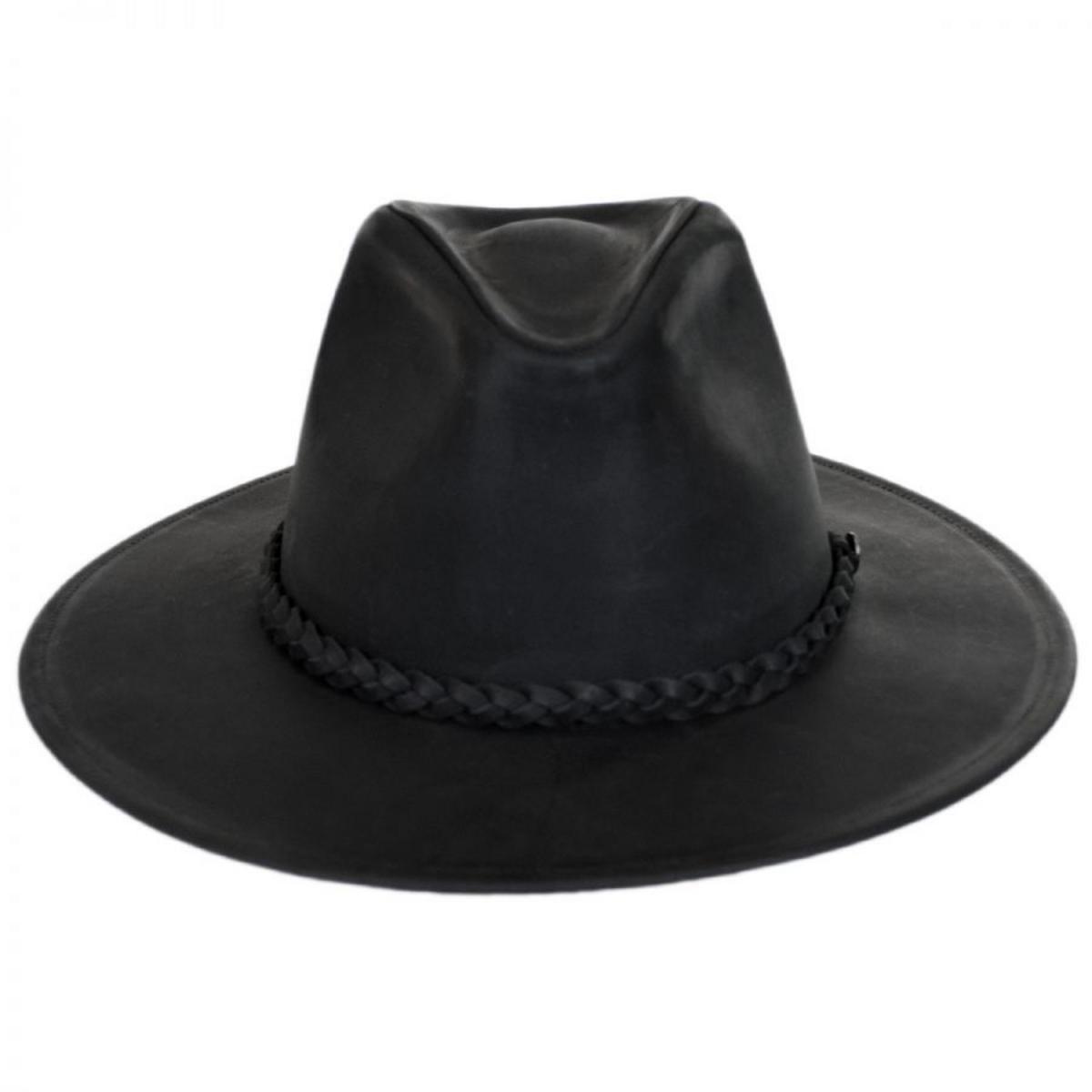 Jaxon Hats | Buffalo Leather Western Hat | 147201 | front | BLACK