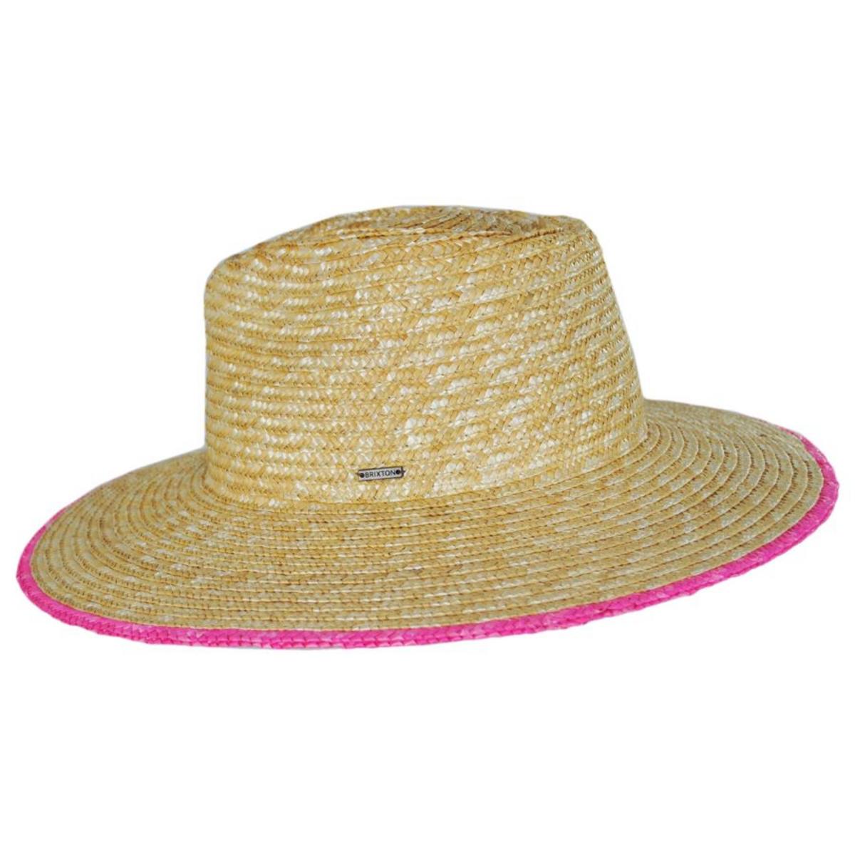 BRIXTON HATS | Joanna Festival Wheat Straw Fedora Hat | 104047 | profile | HONEY/PINK