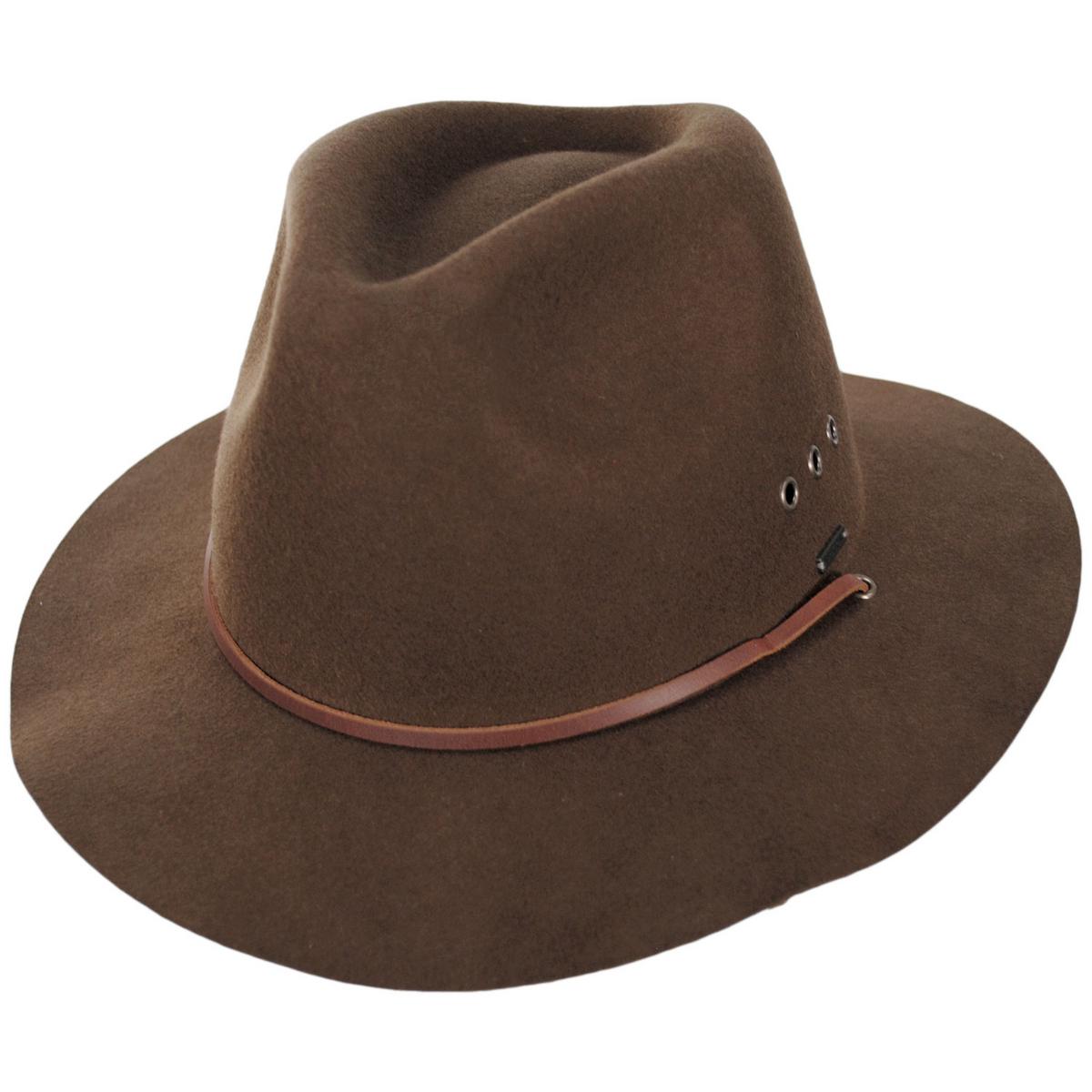 BRIXTON HATS | Wesley Weather Guard Wool Felt Packable Fedora Hat | 135609 | lead | COFFEE