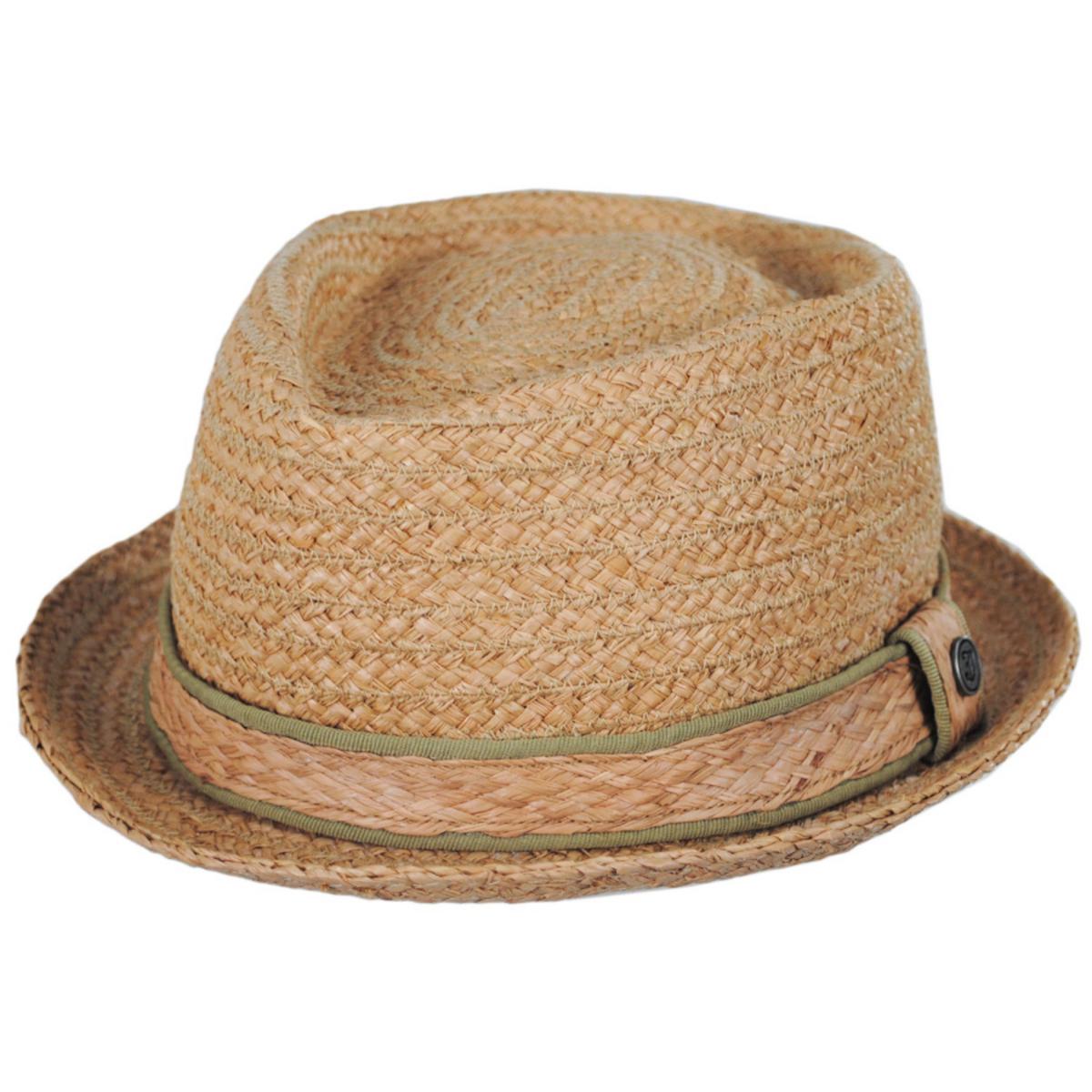 Jaxon Hats | Raffia Straw Diamond Crown Fedora Hat | 129002 | lead | NATURAL