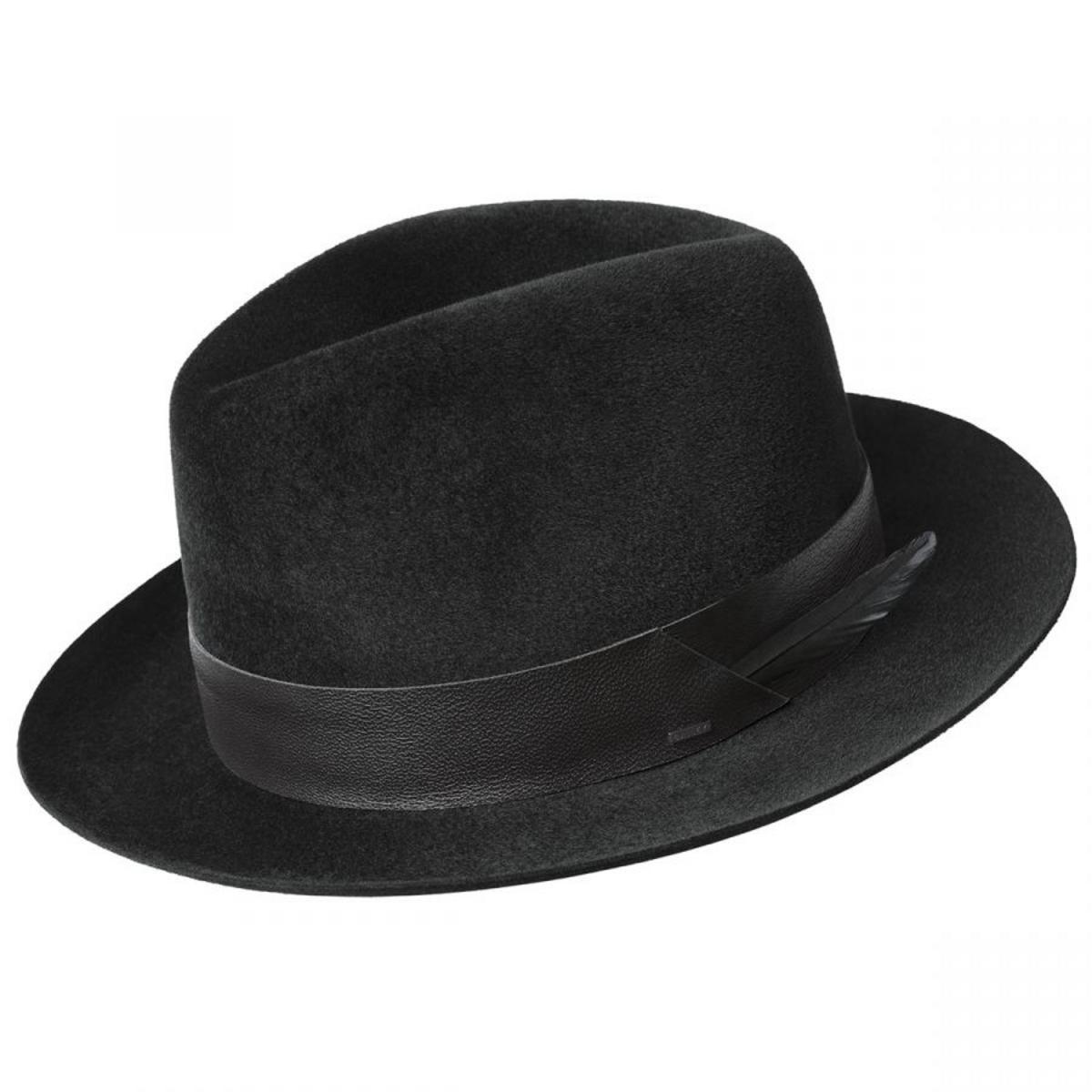 Bailey 1922 | Flume Velour Fur Felt Fedora Hat | 130332 | lead | BLACK