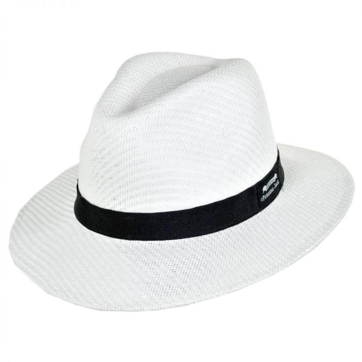 Panama Jack | Ribbon Toyo Straw Safari Fedora Hat | 126399 | lead | WHITE