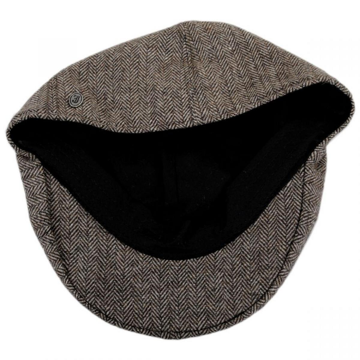 Jaxon Hats | Herringbone Wool Blend Duckbill Ivy Cap | 167552 | under | BROWN