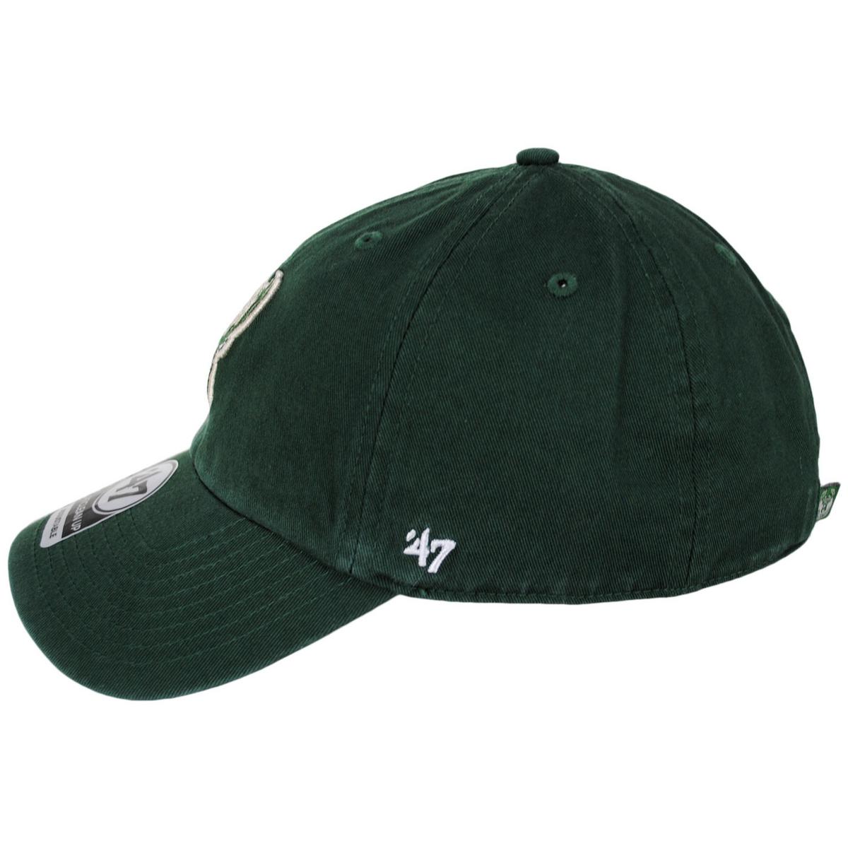 47 Brand | Milwaukee Bucks NBA Clean Up Strapback Baseball Cap Dad Hat | 204080 | profile | DARK GREEN