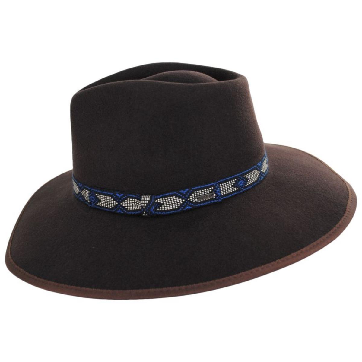 Jo Wool Felt Jacquard Rancher Fedora Hat