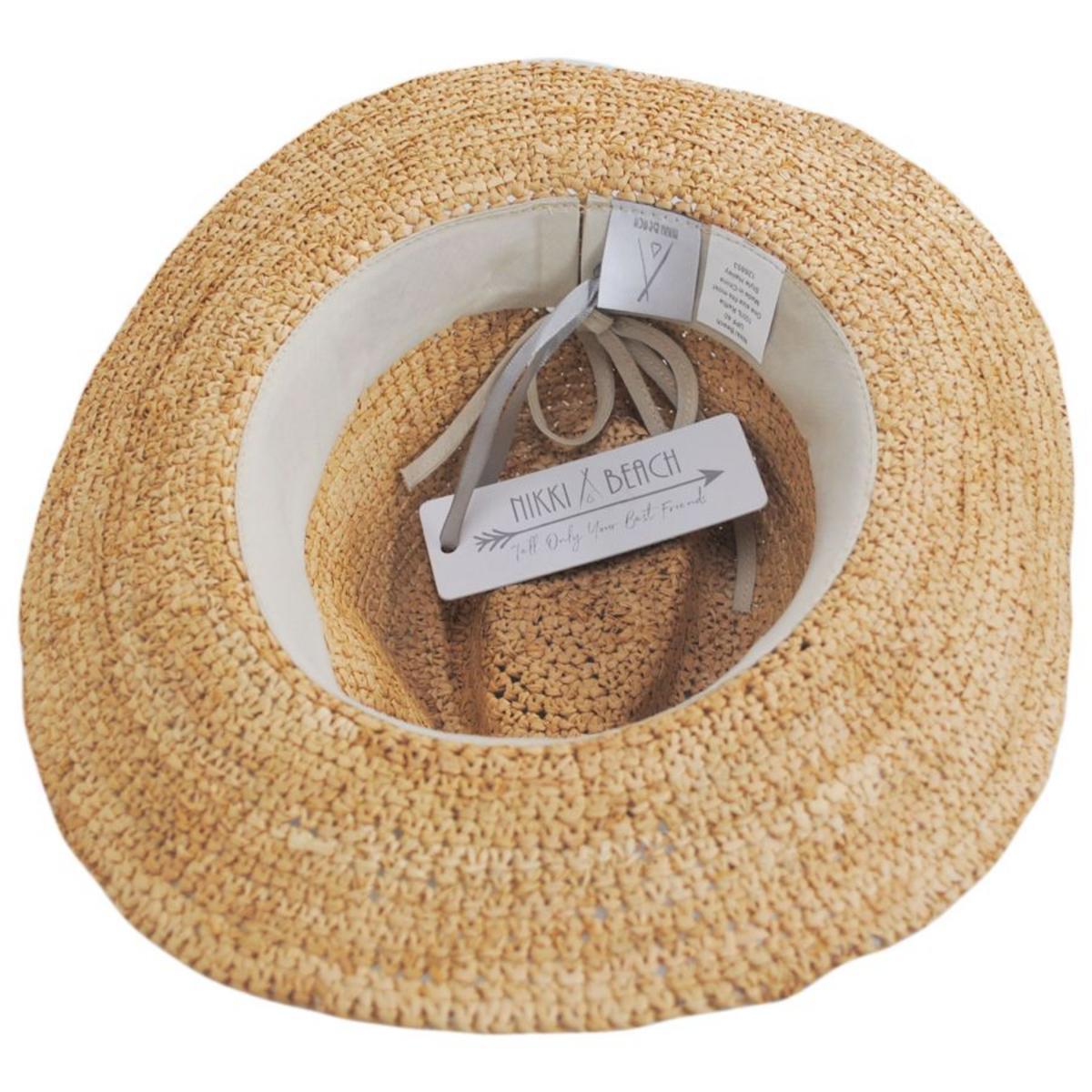 NIKKI BEACH | Hailey Raffia Crochet Straw Fedora Hat | 102686 | under | NATURAL