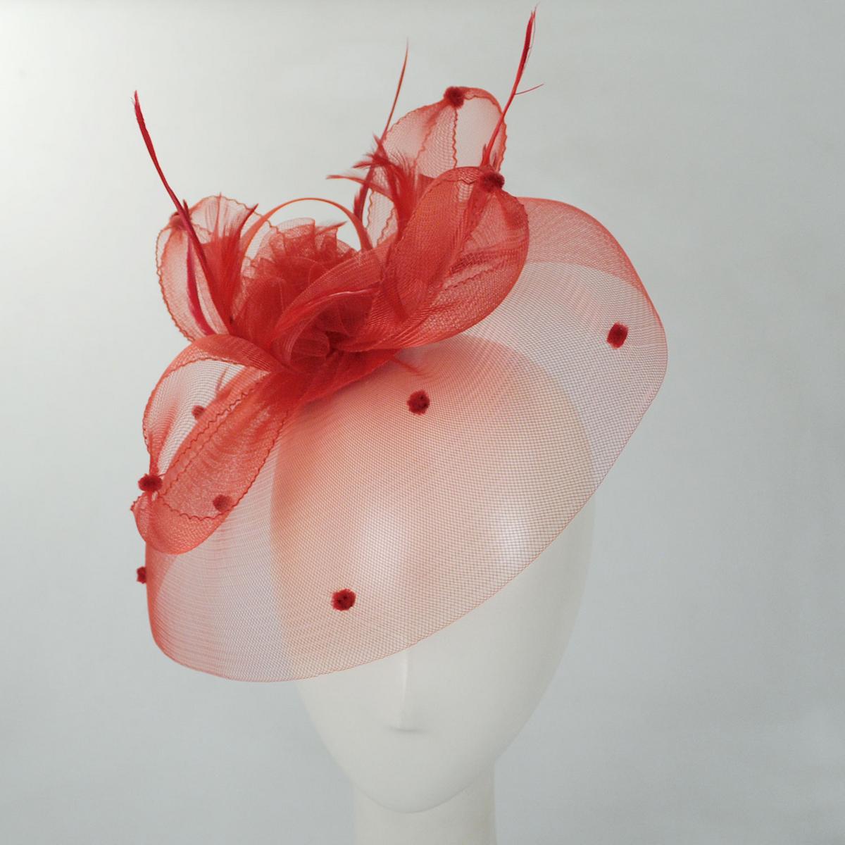 Kathy Jeanne | Voile Horsehair Mesh Fascinator Hat | 122431 | front | RED