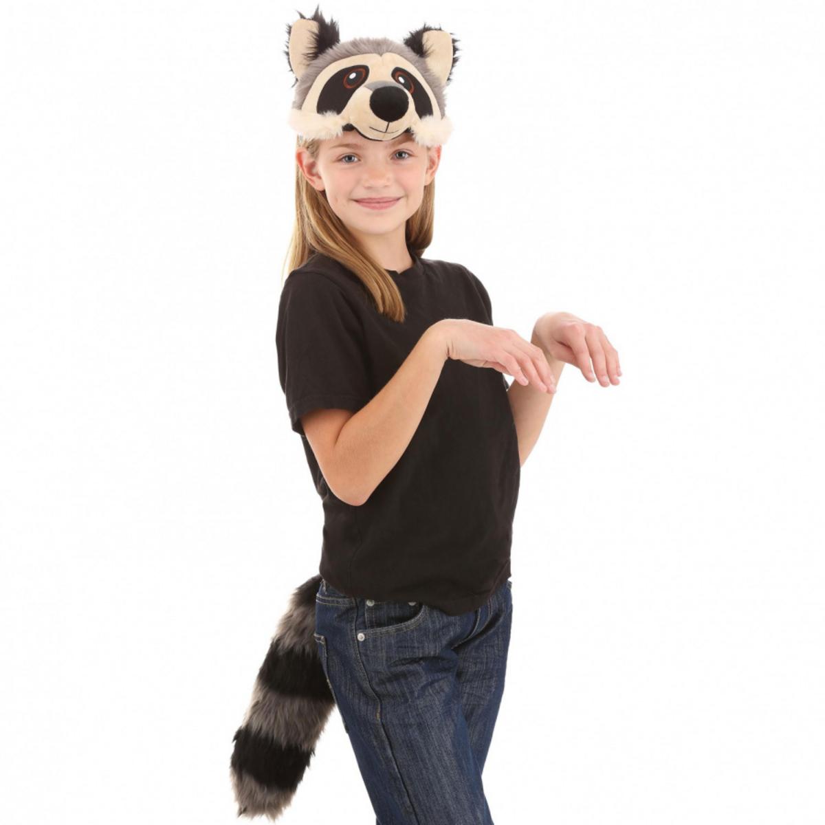 Elope | Racoon Plush Headband and Tail Kit | 190482 | lsftwo | BLACK/GREY
