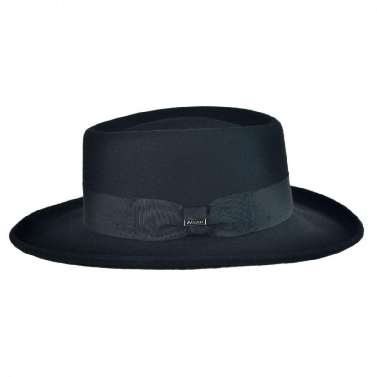 Jaxon Hats | Crushable Wool Felt Gambler Hat | 132003 | profile | BLACK
