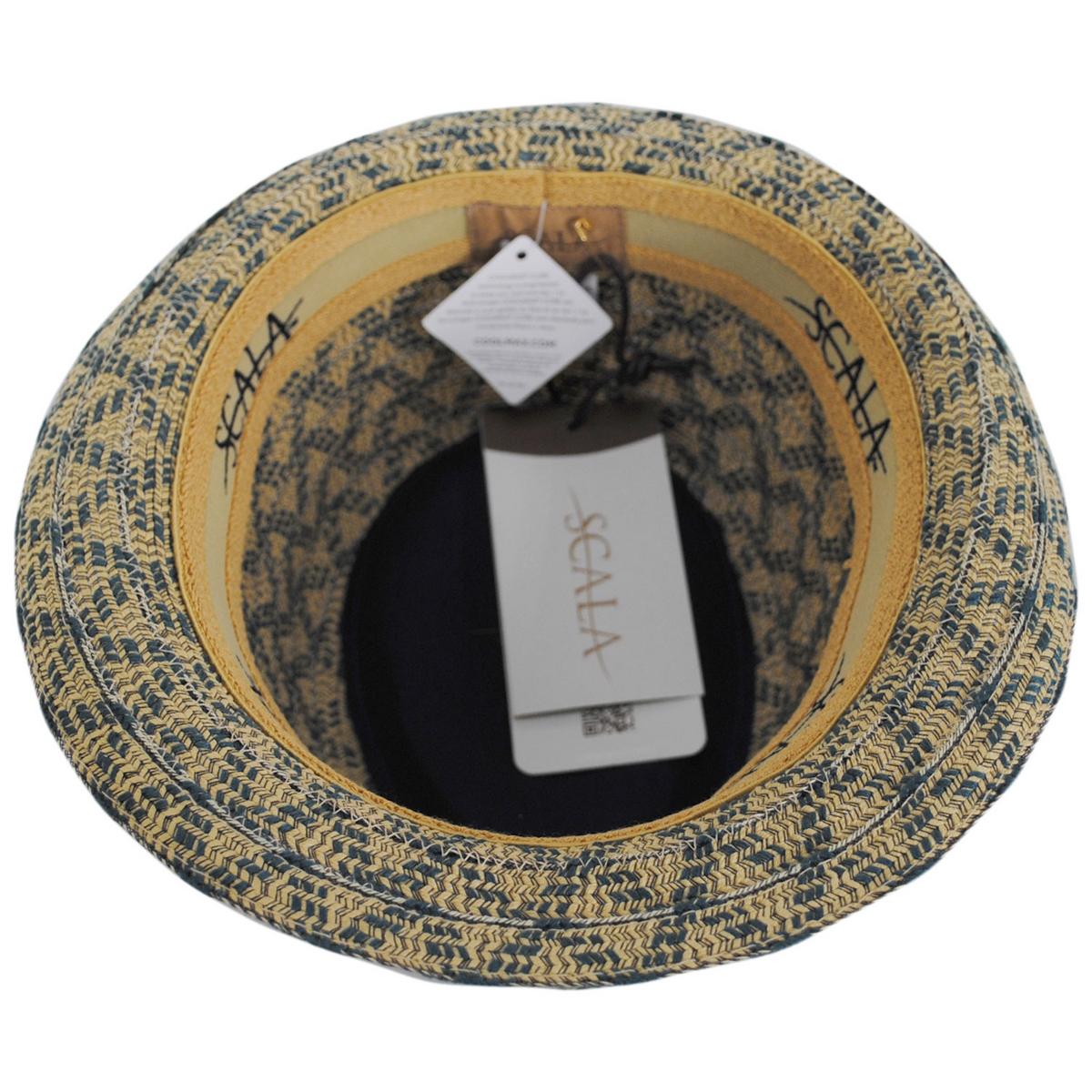 Scala | Zane Poly Cotton Braid Fedora Hat | 126075 | under | BLUE